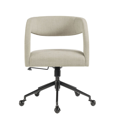 Pinnacle upholstered office chair beige fabric with curved back, five-star base, gas lift casters on Tampa Home & Garden Store