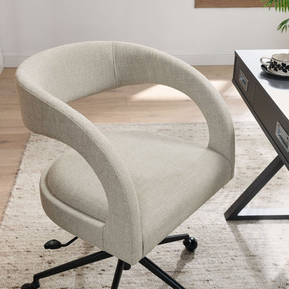 Pinnacle Upholstered Office Chair by Modway in beige fabric with curved back on a black metal base on Tampa Home & Garden Store