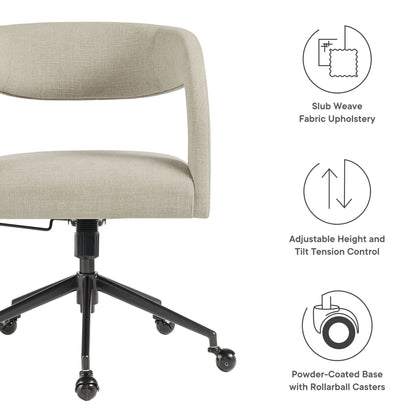 Pinnacle Upholstered Office Chair beige slub-weave fabric with powder-coated base and casters on Tampa Home & Garden Store