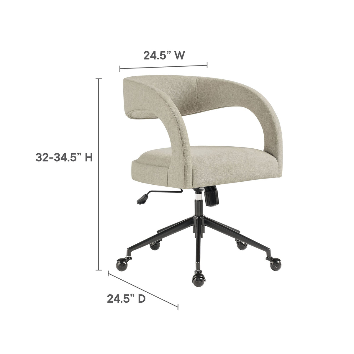 Pinnacle Upholstered Office Chair by Modway, beige curved-back, 5-star base, adjustable height on Tampa Home & Garden Store