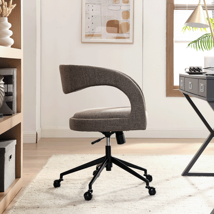 Pinnacle Upholstered Office Chair in gray fabric with curved back and wheeled five-star base on Tampa Home & Garden Store