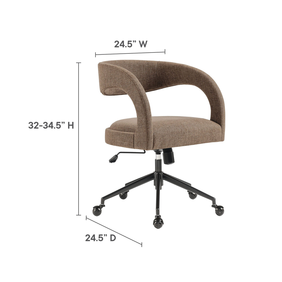 Pinnacle upholstered office chair brown fabric with curved arms adjustable height HouseOfZazla on Tampa Home & Garden Store