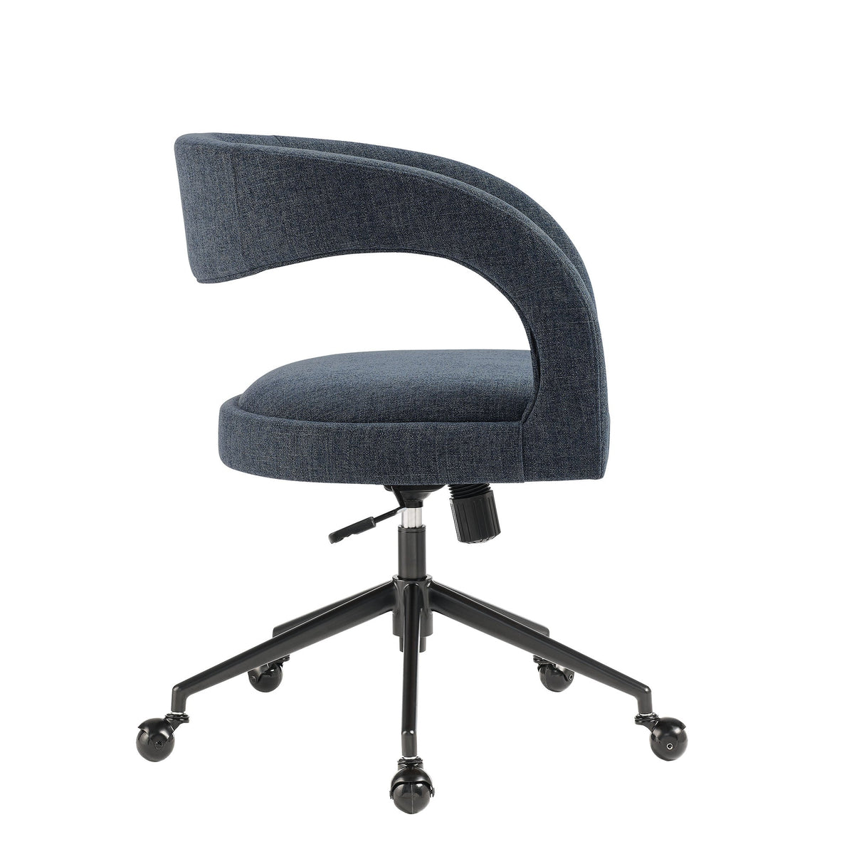 Pinnacle upholstered office chair blue-gray fabric with curved back and five-star base on Tampa Home & Garden Store