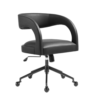 Pinnacle vegan leather office chair by Modway, HouseOfZazla, black with curved arms on Tampa Home & Garden Store