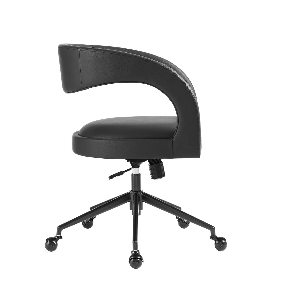Pinnacle vegan leather office chair by Modway, black cushioned seat with curved armrest on Tampa Home & Garden Store