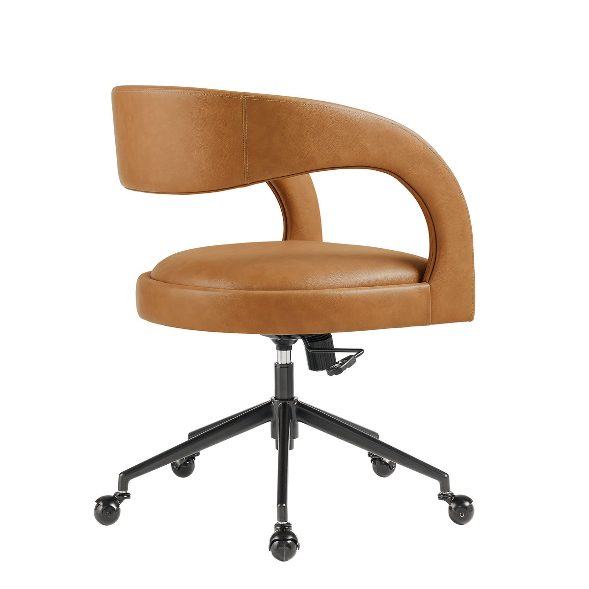 Pinnacle vegan leather office chair by Modway, tan with curved back on black base on Tampa Home & Garden Store