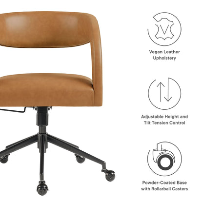 Pinnacle vegan leather office chair by Modway in tan with height and tilt, black base on Tampa Home & Garden Store