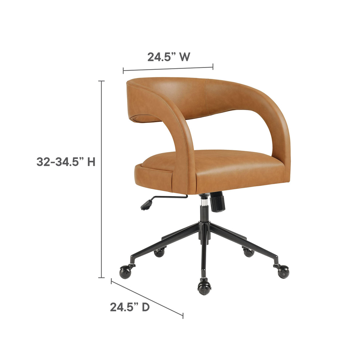 Pinnacle vegan leather office chair by Modway in tan with curved arms and 5-wheel base on Tampa Home & Garden Store