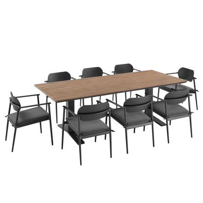 Modway Aeris Nine Piece And Aluminum Dining Set