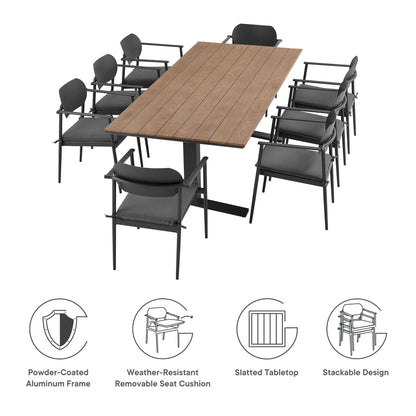 Modway Aeris Nine Piece And Aluminum Dining Set