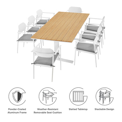 Modway Aeris Nine Piece And Aluminum Dining Set