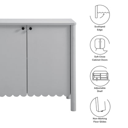 Modway Emmeline 35in 2-Door scalloped-edge sideboard cabinet in gray with black knobs on Tampa Home & Garden Store
