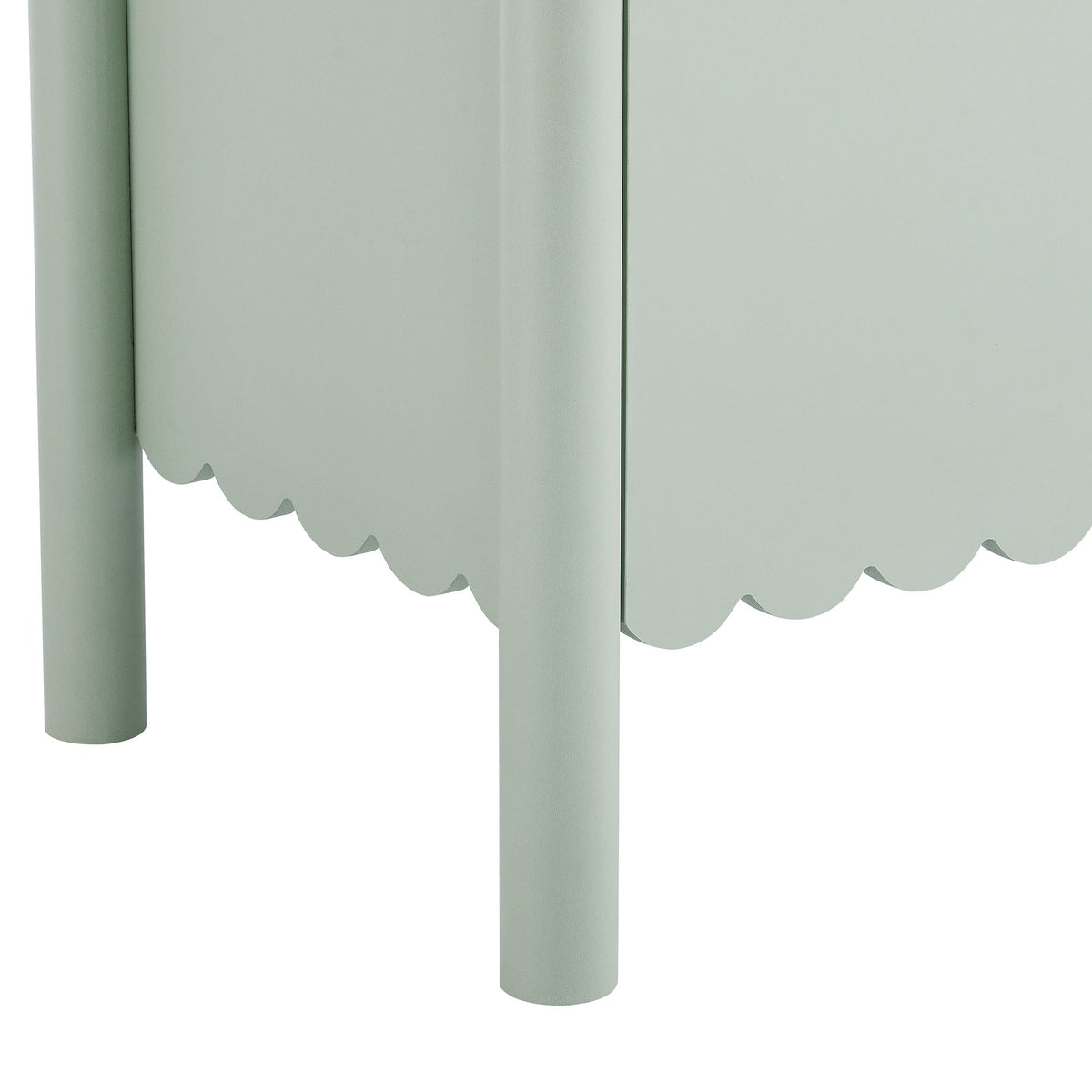 Emmeline 35in 2-Door Scalloped Sideboard in sage green with scalloped apron on Tampa Home & Garden Store