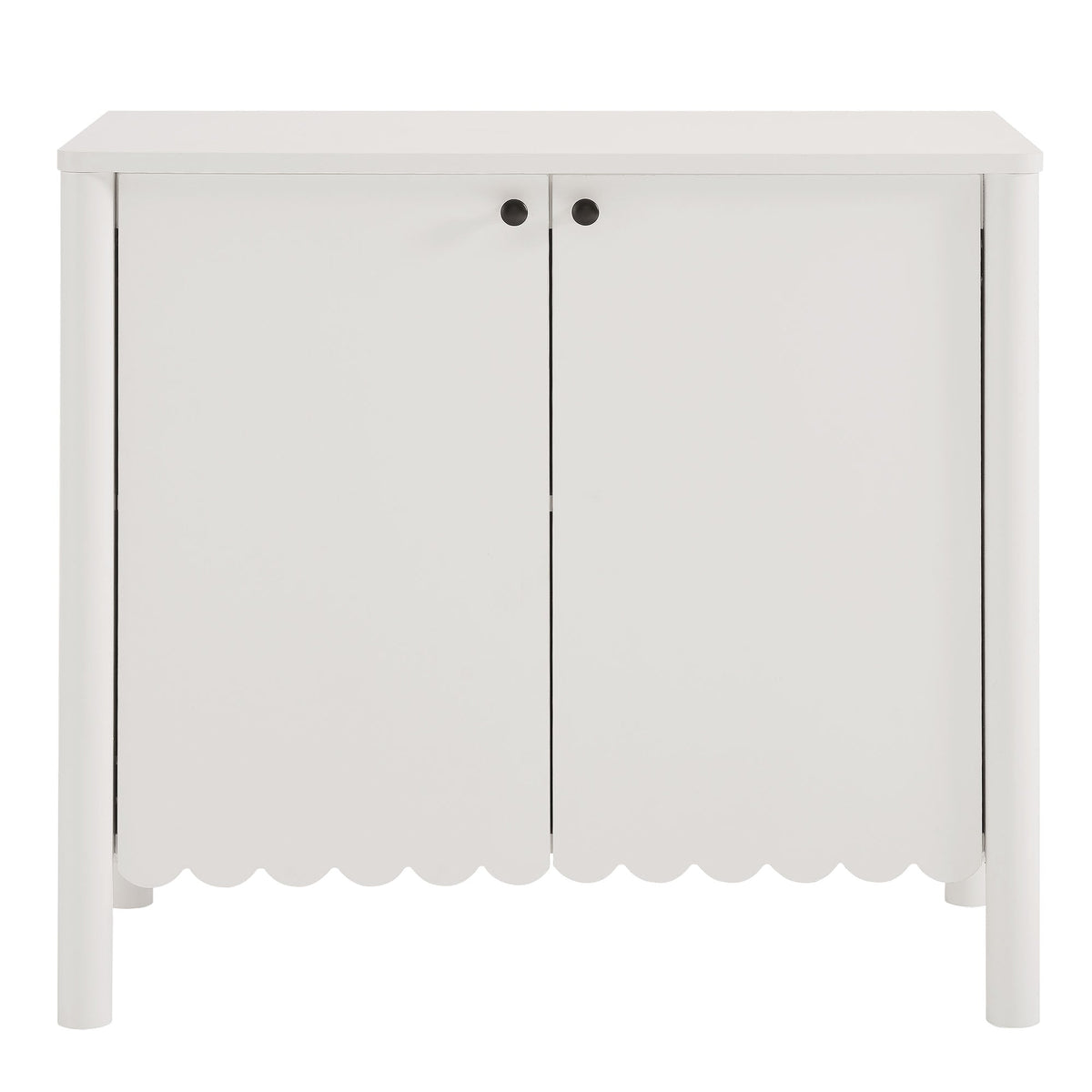 Emmeline by Modway 35-inch 2-door scalloped sideboard cabinet in white with black knobs on Tampa Home & Garden Store