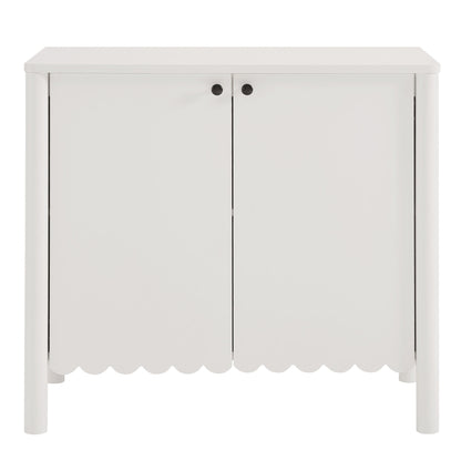 Emmeline by Modway 35-inch 2-door scalloped sideboard cabinet in white with black knobs on Tampa Home & Garden Store