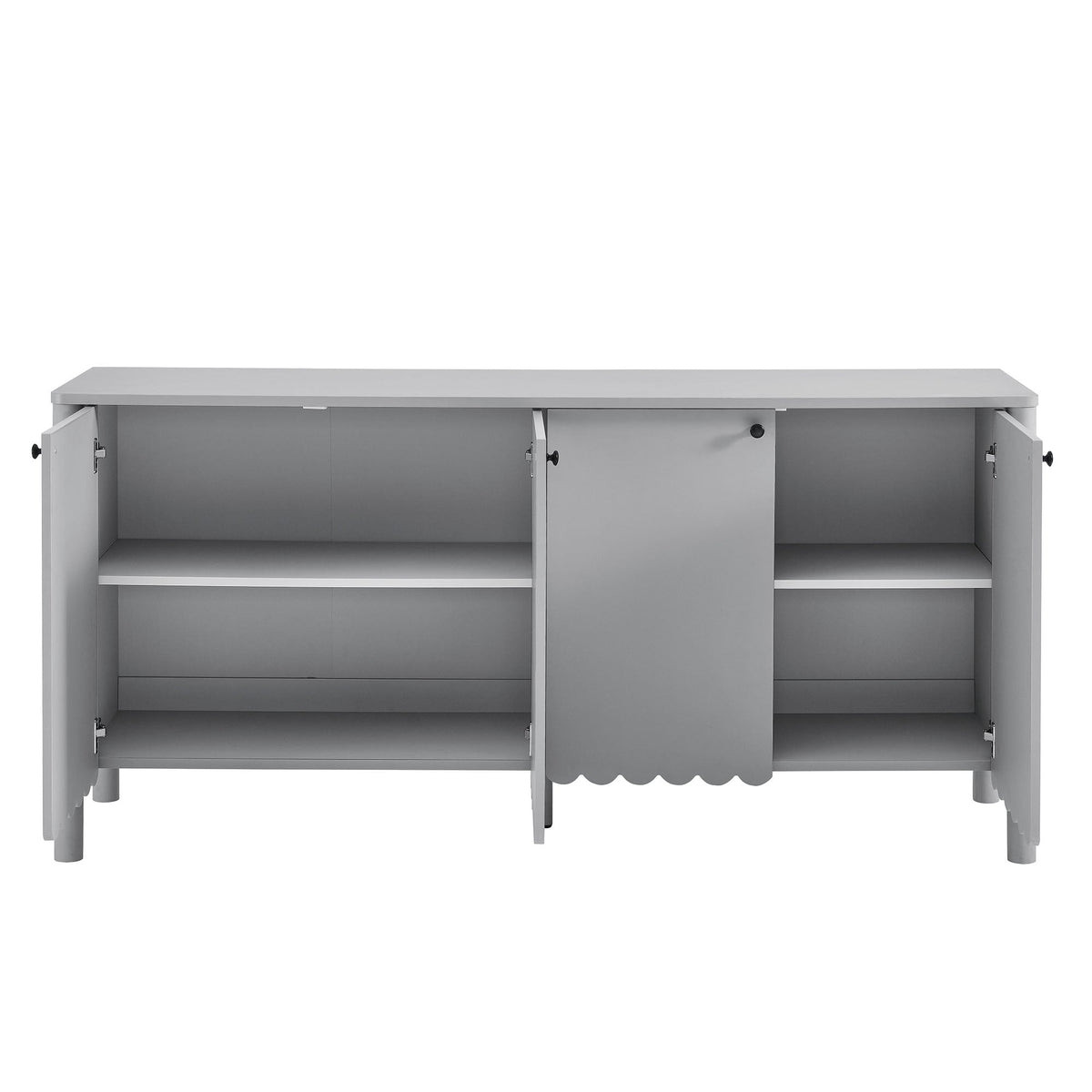 Emmeline 66in 4-Door Scalloped Sideboard Cabinet in gray by HouseOfZazla, storage on Tampa Home & Garden Store