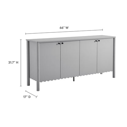 Emmeline 66in 4-door scalloped sideboard in gray with black knobs; 31.7in H x 17in D by Modway on Tampa Home & Garden Store