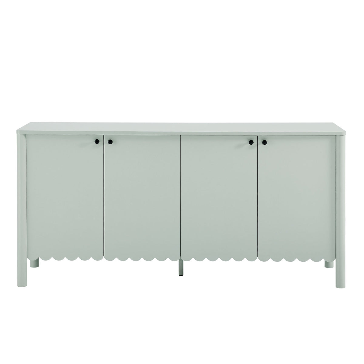 Emmeline 66in 4-door scalloped sideboard cabinet in pale sage for living room storage on Tampa Home & Garden Store