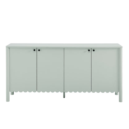 Emmeline 66in 4-door scalloped sideboard cabinet in pale sage for living room storage on Tampa Home & Garden Store
