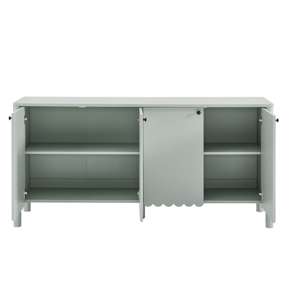 Emmeline 66in 4-Door Scalloped Sideboard Cabinet by Modway in pale gray with interior shelves on Tampa Home & Garden Store
