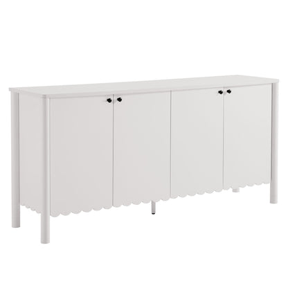 Emmeline 66in 4-door scalloped sideboard cabinet in white with black knobs by HouseOfZazla on Tampa Home & Garden Store