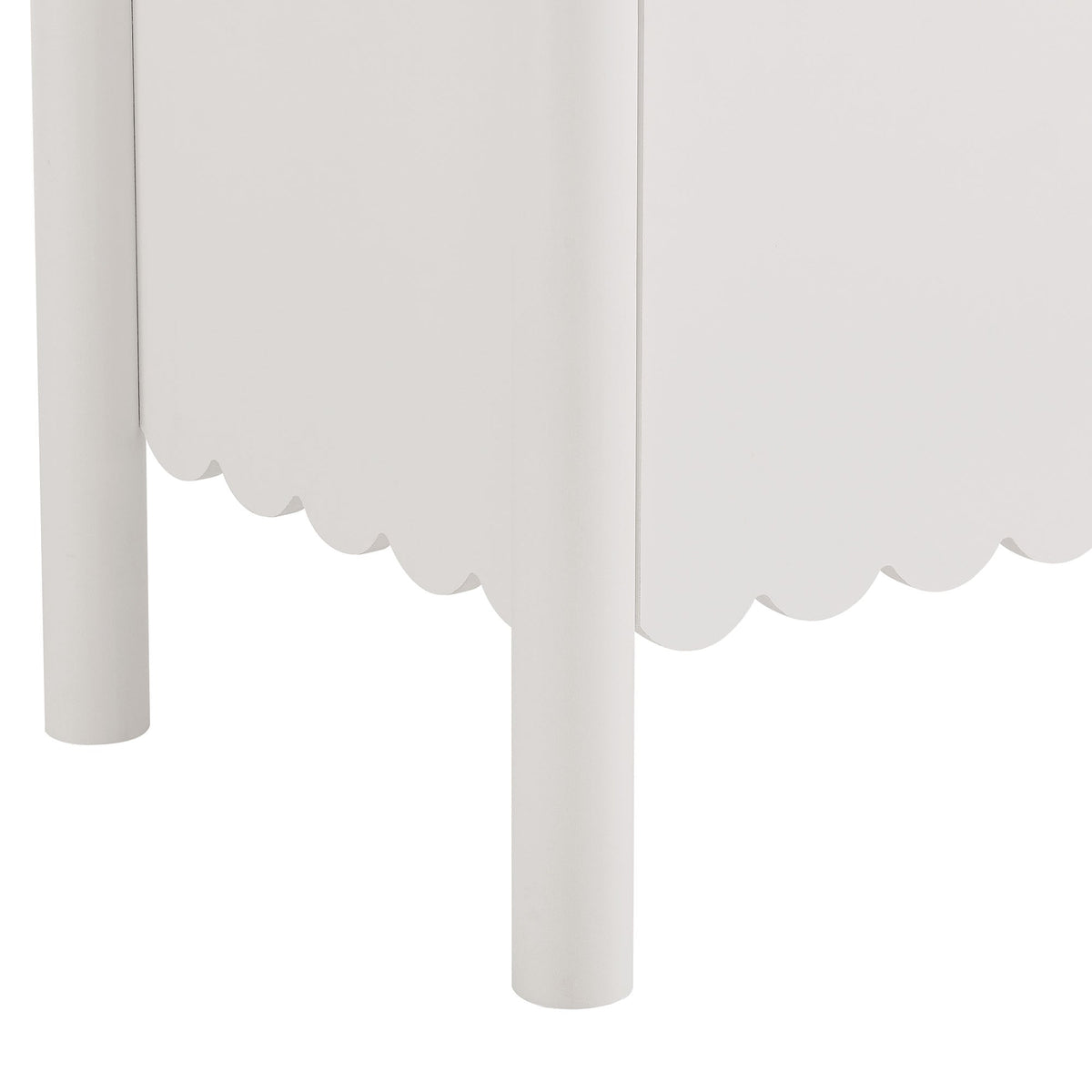 Emmeline 66in 4-Door scalloped sideboard white with scalloped edge and round legs on Tampa Home & Garden Store