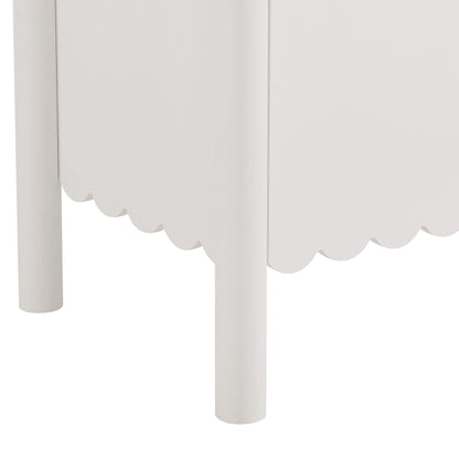 Emmeline 66in 4-Door scalloped sideboard white with scalloped edge and round legs on Tampa Home & Garden Store