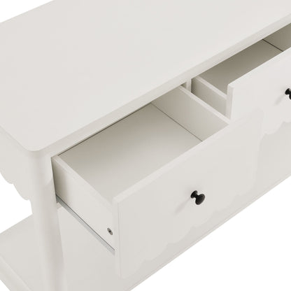 Emmeline 3-Drawer Scalloped Console Table in white with black knobs by Modway on Tampa Home & Garden Store