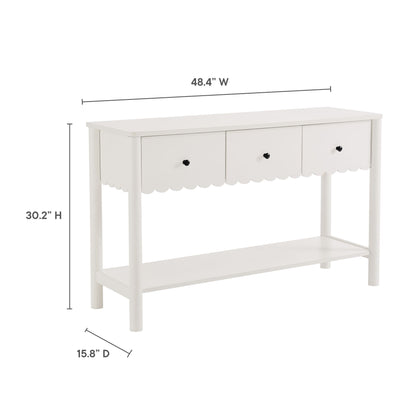 Emmeline 3-Drawer Scalloped Console Table by Modway white finish living room furniture on Tampa Home & Garden Store