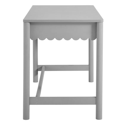 Emmeline 1-Drawer Scallop Writing Desk by Modway, light gray finish, scalloped apron on Tampa Home & Garden Store