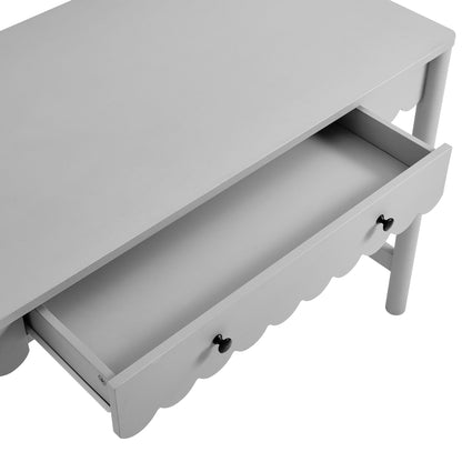Emmeline 1-Drawer Scallop Writing Desk in light gray with curved legs by HouseOfZazla on Tampa Home & Garden Store