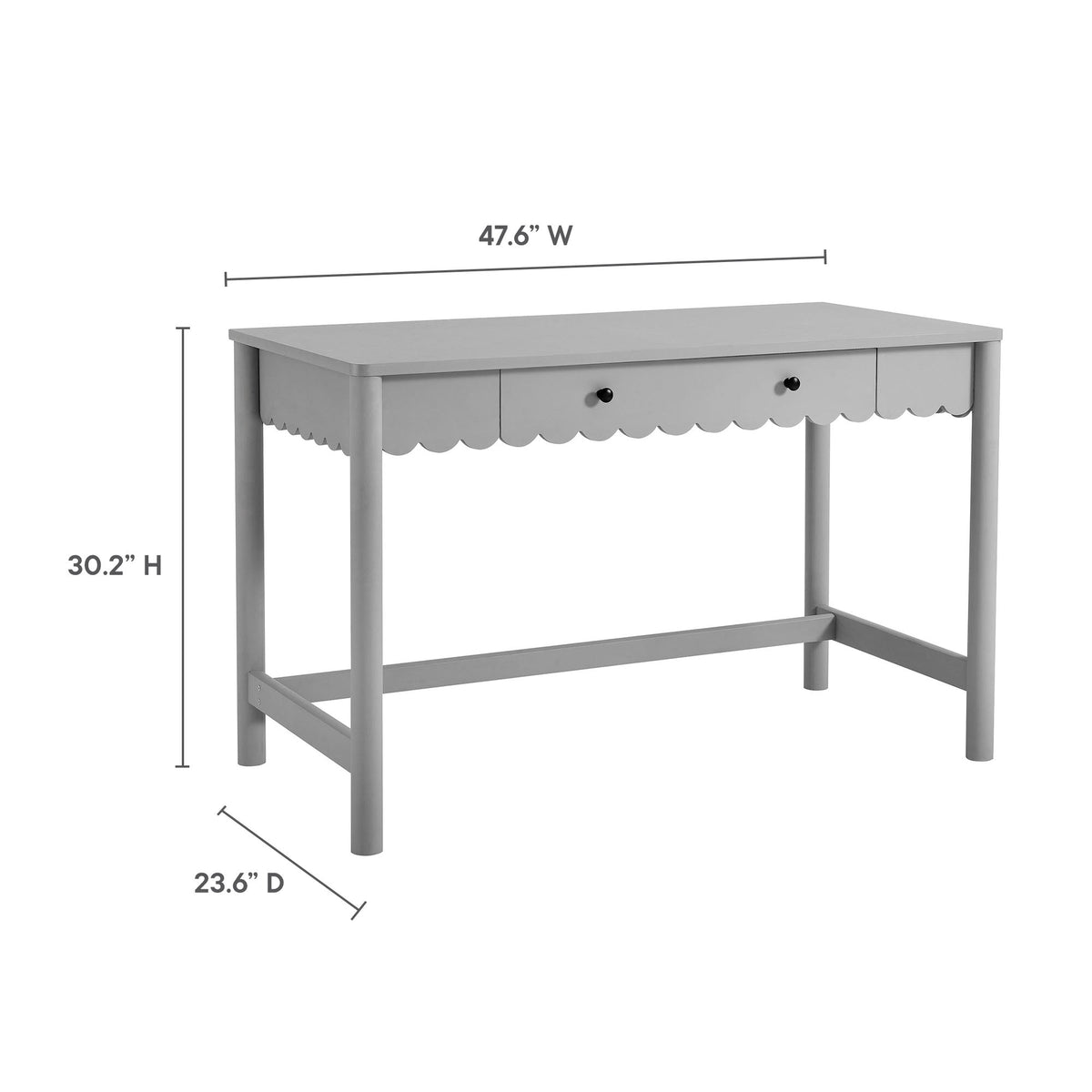 Emmeline 1-Drawer Scallop Writing Desk gray with scalloped apron and two knobs Modway on Tampa Home & Garden Store