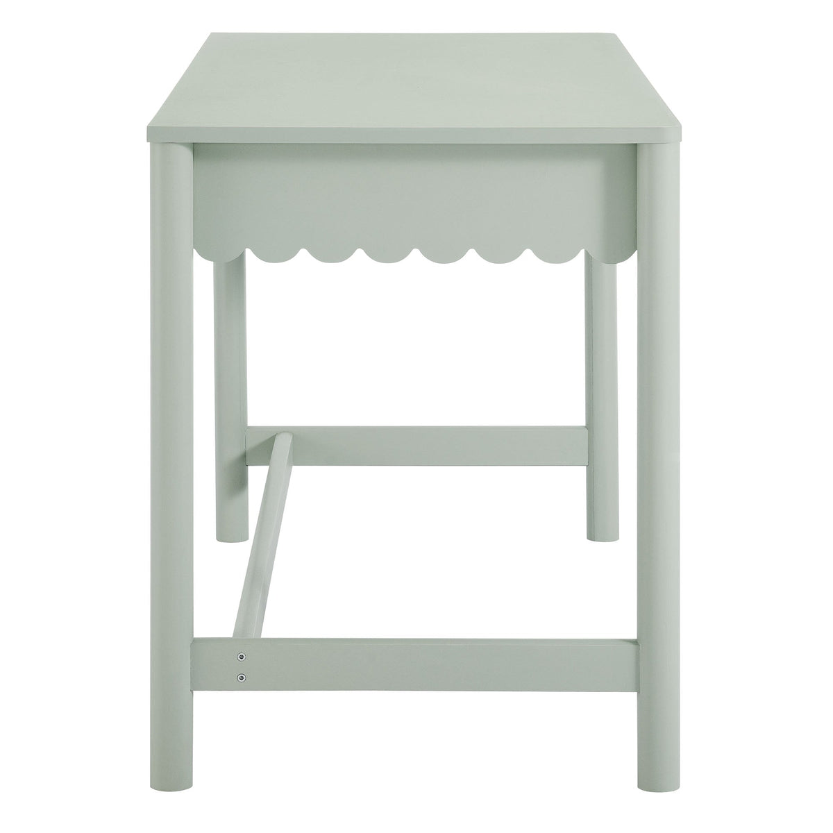 Emmeline 1-Drawer Scallop Writing Desk in pale sage green with scalloped apron on Tampa Home & Garden Store