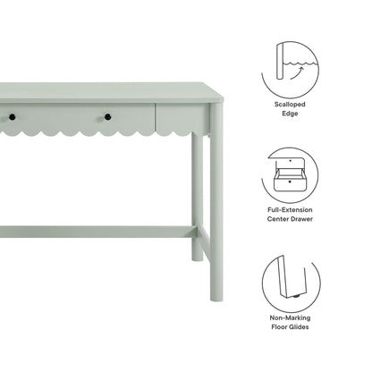 Emmeline 1-Drawer Scallop Writing Desk by Modway in pale green with scalloped edge on Tampa Home & Garden Store