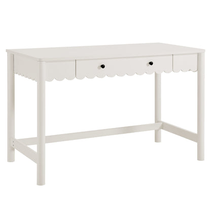 Emmeline 1-drawer scalloped writing desk in white with black knobs Modway on Tampa Home & Garden Store