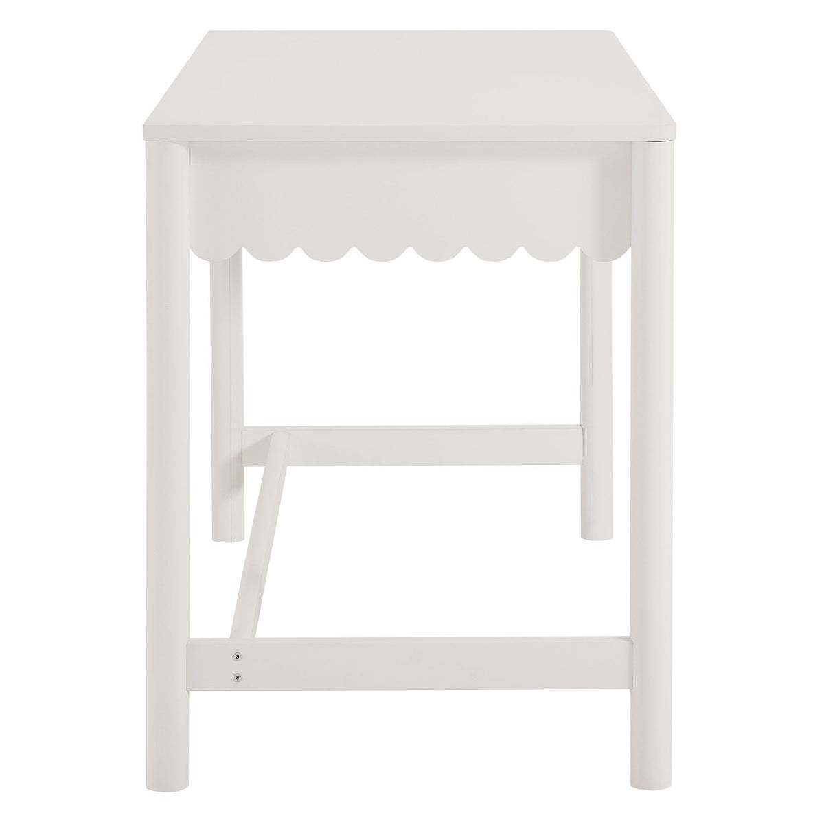 Emmeline 1-Drawer Scallop Writing Desk, white-painted wood with scalloped apron on Tampa Home & Garden Store