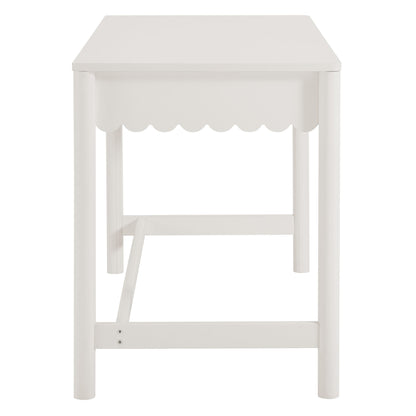 Emmeline 1-Drawer Scallop Writing Desk, white-painted wood with scalloped apron on Tampa Home & Garden Store