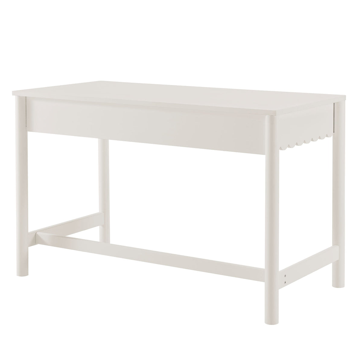 Emmeline 1-Drawer Scallop Writing Desk, white finish, scalloped apron on Tampa Home & Garden Store