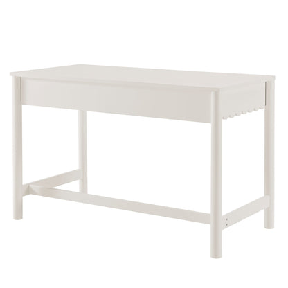 Emmeline 1-Drawer Scallop Writing Desk, white finish, scalloped apron on Tampa Home & Garden Store