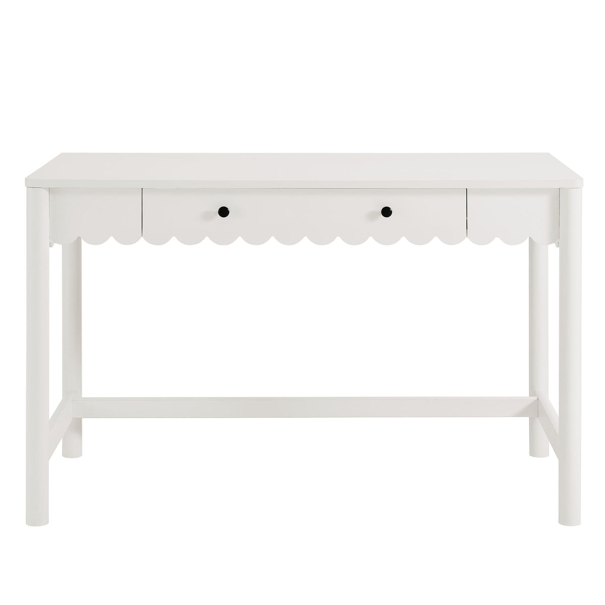 Emmeline 1-Drawer Scallop Writing Desk white with black knobs Modway HouseOfZazla on Tampa Home & Garden Store