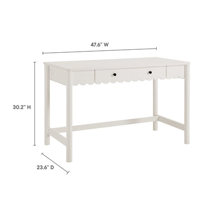 Emmeline 1-Drawer Scallop Writing Desk by Modway, white scalloped apron, office desk on Tampa Home & Garden Store