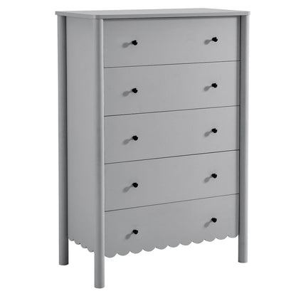 Emmeline Scalloped 5-Drawer Chest by Modway, dresser with black knob pulls and scalloped bottom on Tampa Home & Garden Store