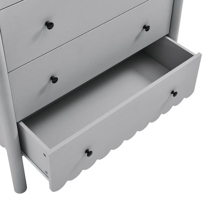 Emmeline Scalloped 5-Drawer Chest gray finish with black knob pulls by Modway on Tampa Home & Garden Store