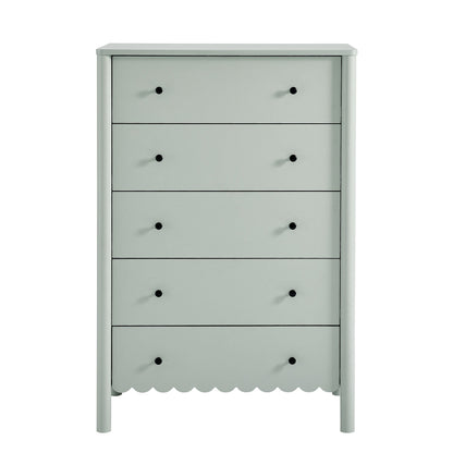 Emmeline scalloped 5-drawer dresser in pale gray with black knobs by HouseOfZazla on Tampa Home & Garden Store