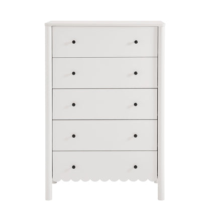 Emmeline scalloped 5-drawer dresser in white with black knobs by Modway on Tampa Home & Garden Store