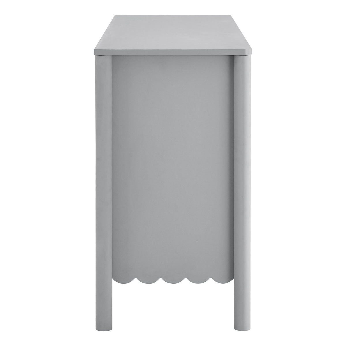 Emmeline Scalloped 6-Drawer Dresser in gray with scalloped apron and cylindrical legs on Tampa Home & Garden Store