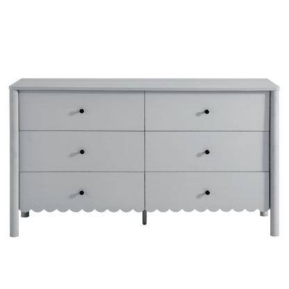 Emmeline Scalloped 6-Drawer Dresser Modway in light gray with round black knobs on Tampa Home & Garden Store