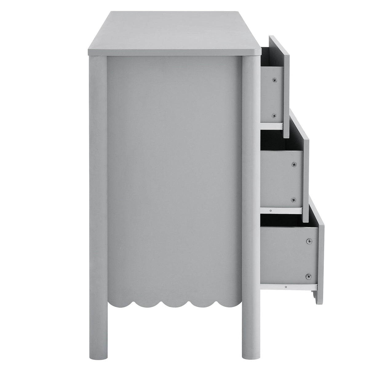 Emmeline scalloped 6-drawer dresser gray finish by HouseOfZazla on Tampa Home & Garden Store