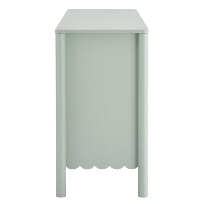 Emmeline Scalloped 6-Drawer Dresser sage green with scalloped skirt and tapered legs Modway on Tampa Home & Garden Store