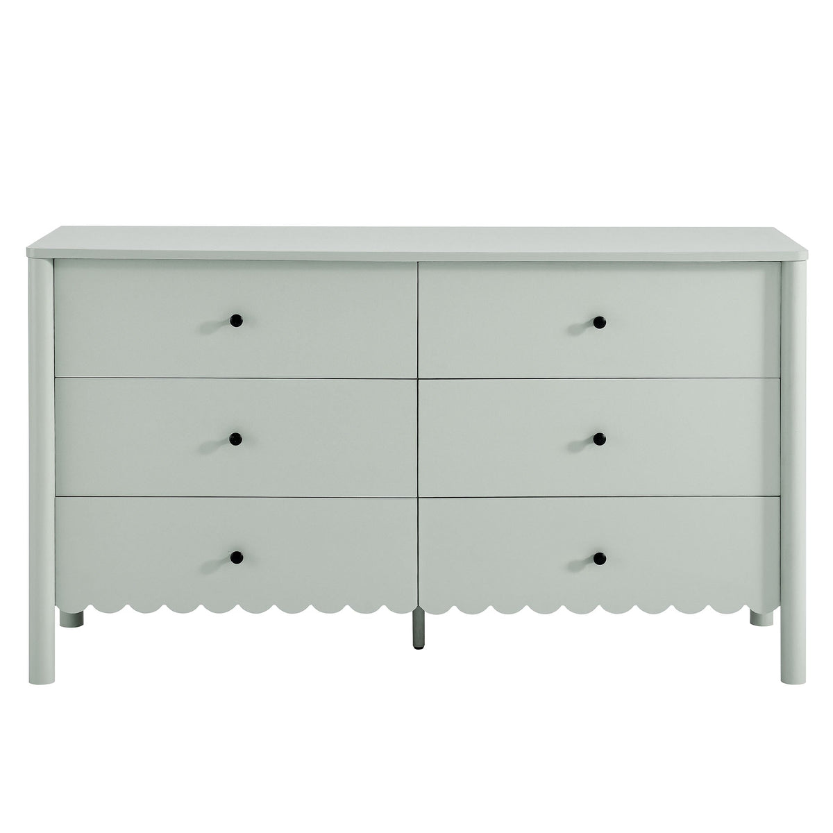 Emmeline Scalloped 6-Drawer Dresser in gray with black knobs on Tampa Garden Store on Tampa Home & Garden Store
